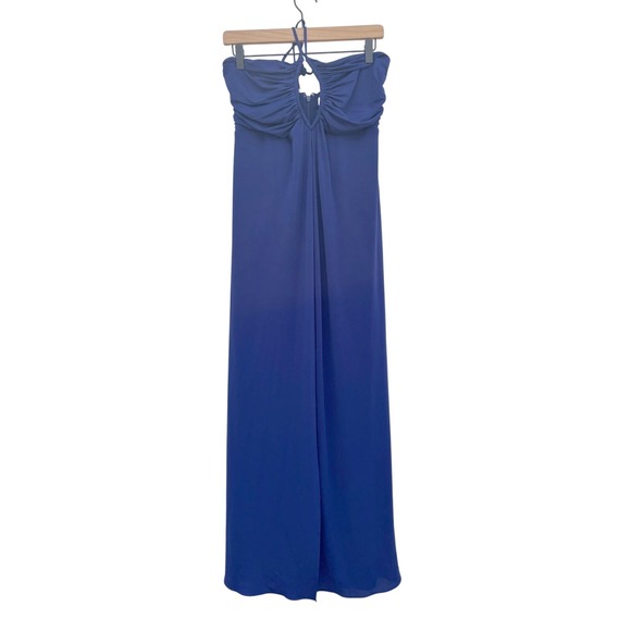 NWT Halston Fia‎ Halter Jersey Jumpsuit, Sapphire Blue, Formal Jumpsuit, Sz 8 - Picture 2 of 11